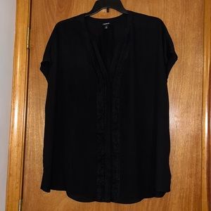 Button Down Crocheted Black Plus Size Blouse!